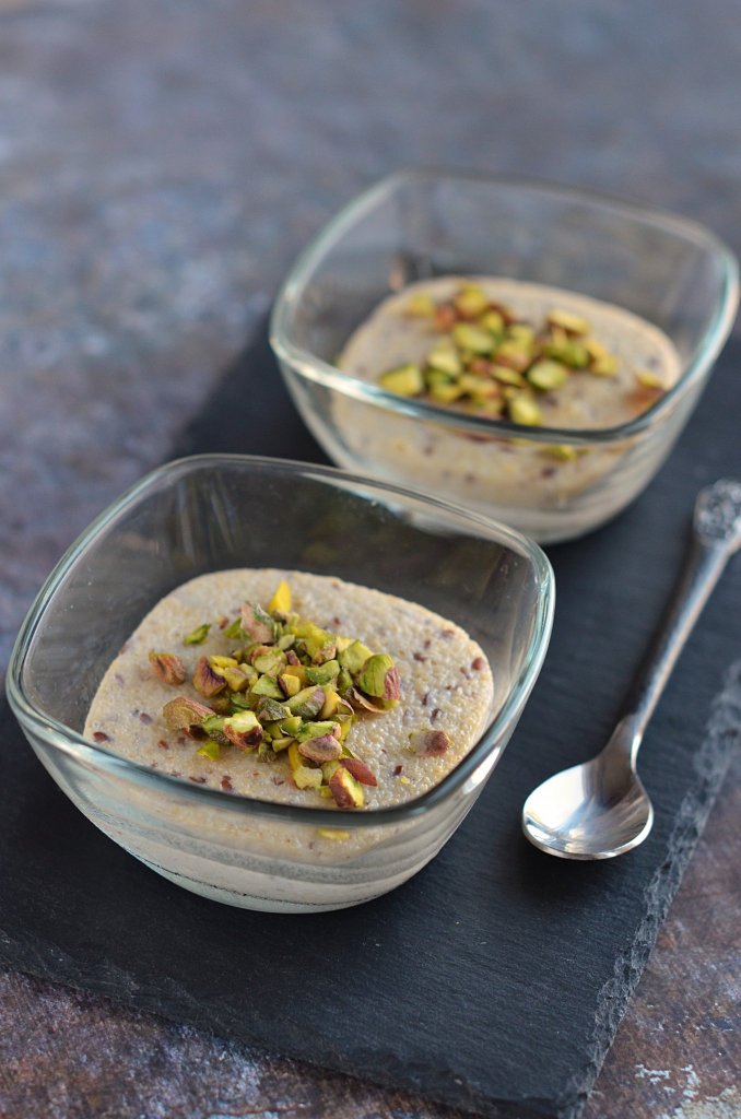 vaníliás zabkorpás puding recept pisztáciával