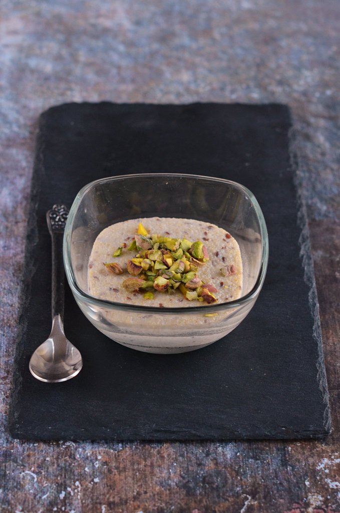 vaníliás zabkorpa puding recept pisztáciával