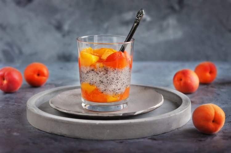 vegán gluténmentes cukormentes mákos tápiókapuding recept barackkal