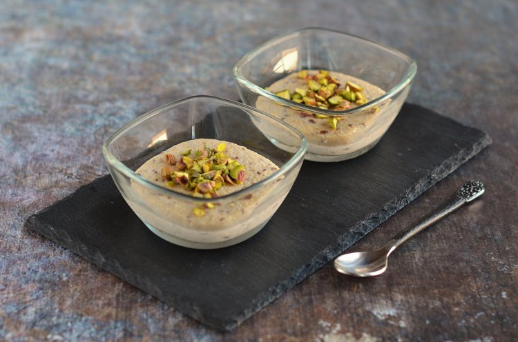 vaníliás pisztáciás zabkorpa puding recept
