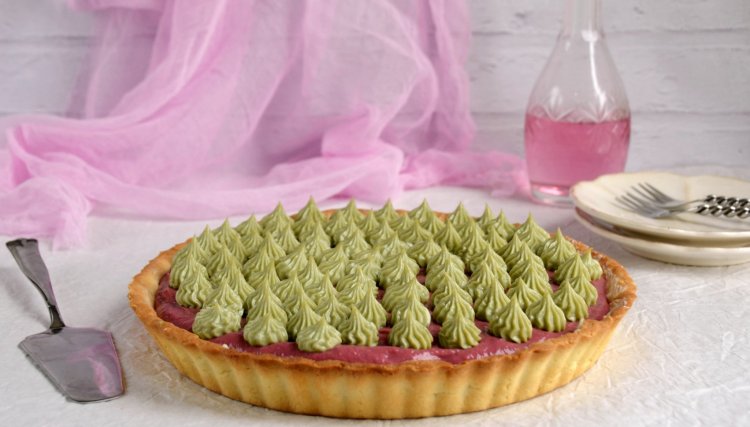 Málnás tarte pisztáciahabbal - málnás-pisztáciás tarte