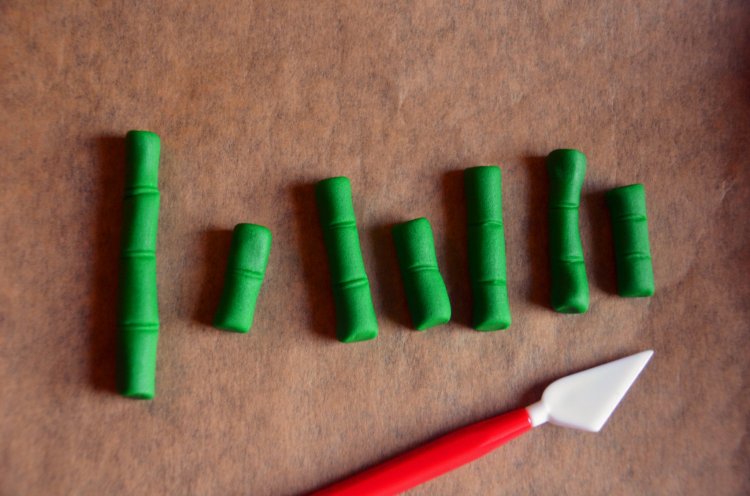 Fondant bambusz készítése panda tortához