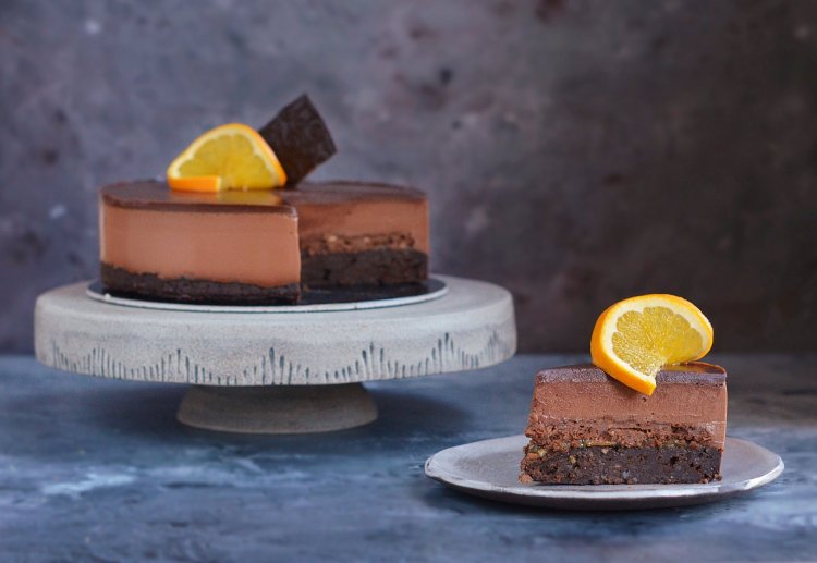 oléna szelet recept - narancsos csokis mogyorókrémes torta